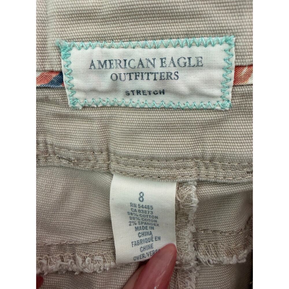 American Eagle Stretch Khaki Bermuda Shorts Women’s Size 8 Casual Neutral Capri - Picture 5 of 8
